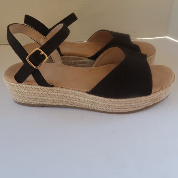 Old Navy Espadrille Wedge Black Sandals Sz 10 - Picture 14 of 15